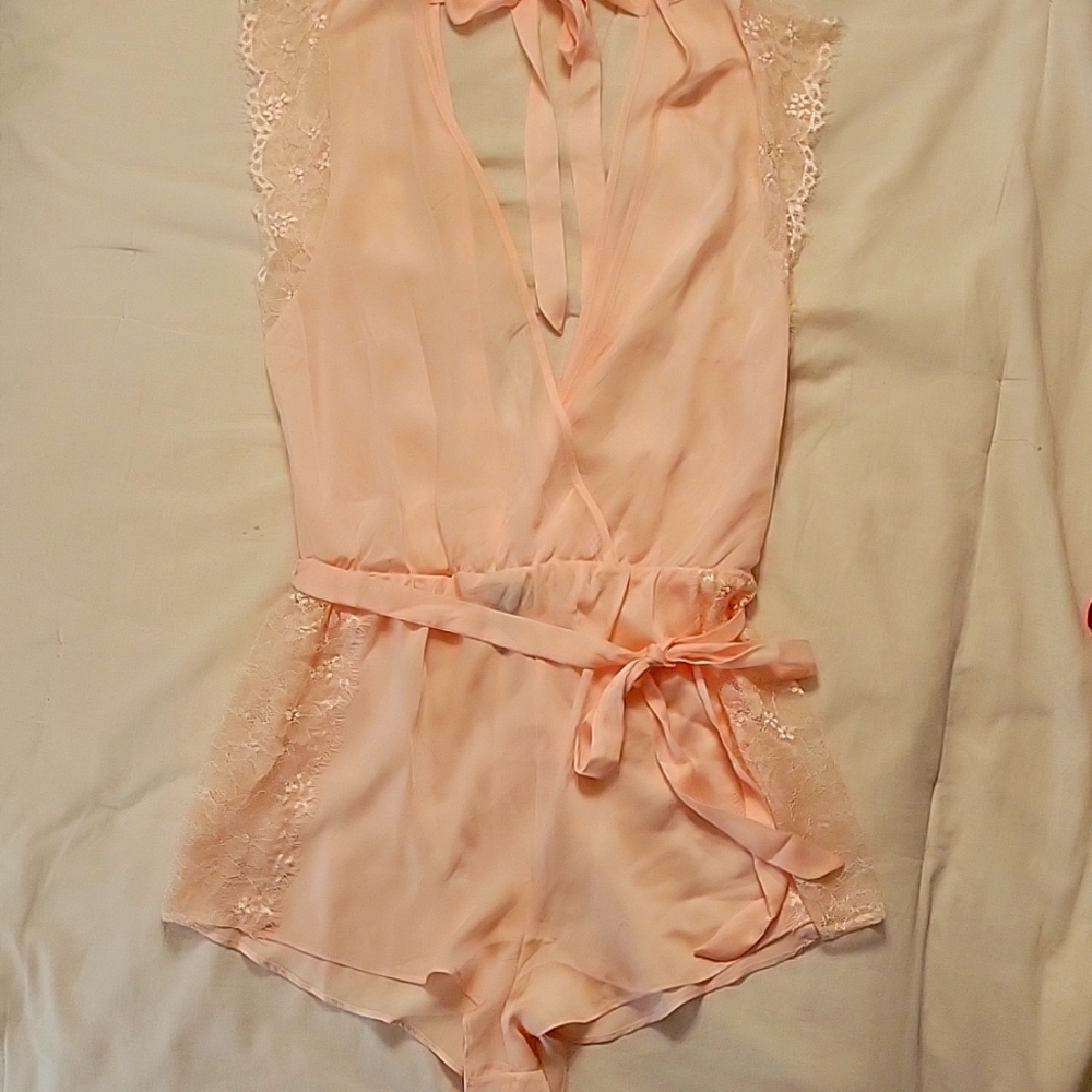 Women's One Piece Pajama Sleep Set Romper Pink Size Large